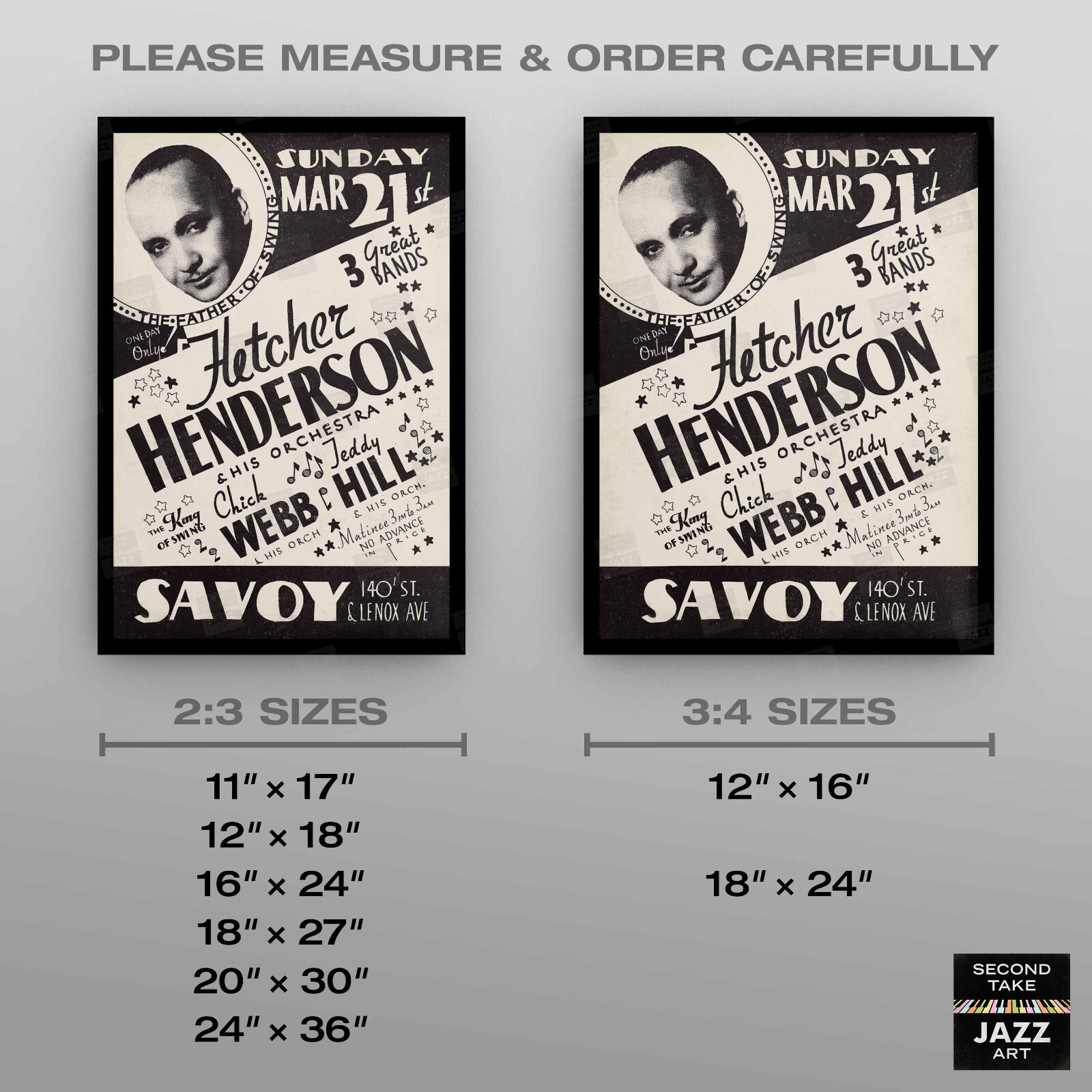 Fletcher Henderson – Chick Webb jazz poster – Savoy Ballroom – Harlem – 1937