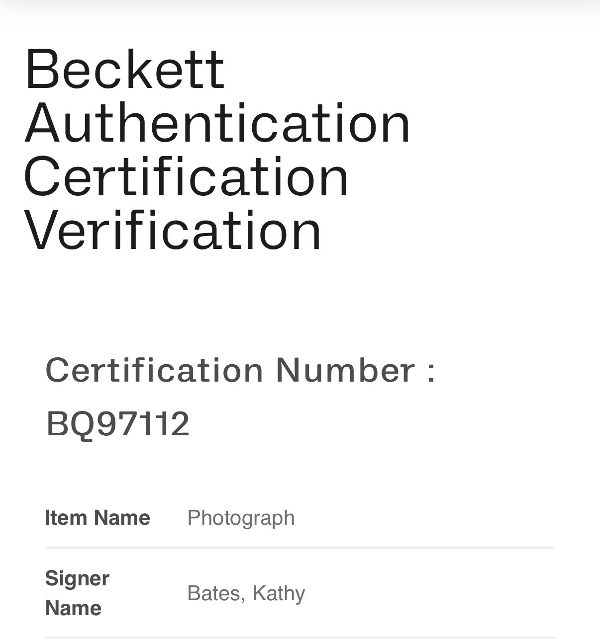 KATHY BATES SIGNED AUTOGRAPH MYSERY 11×14 PHOTO BECKETT BQ97112