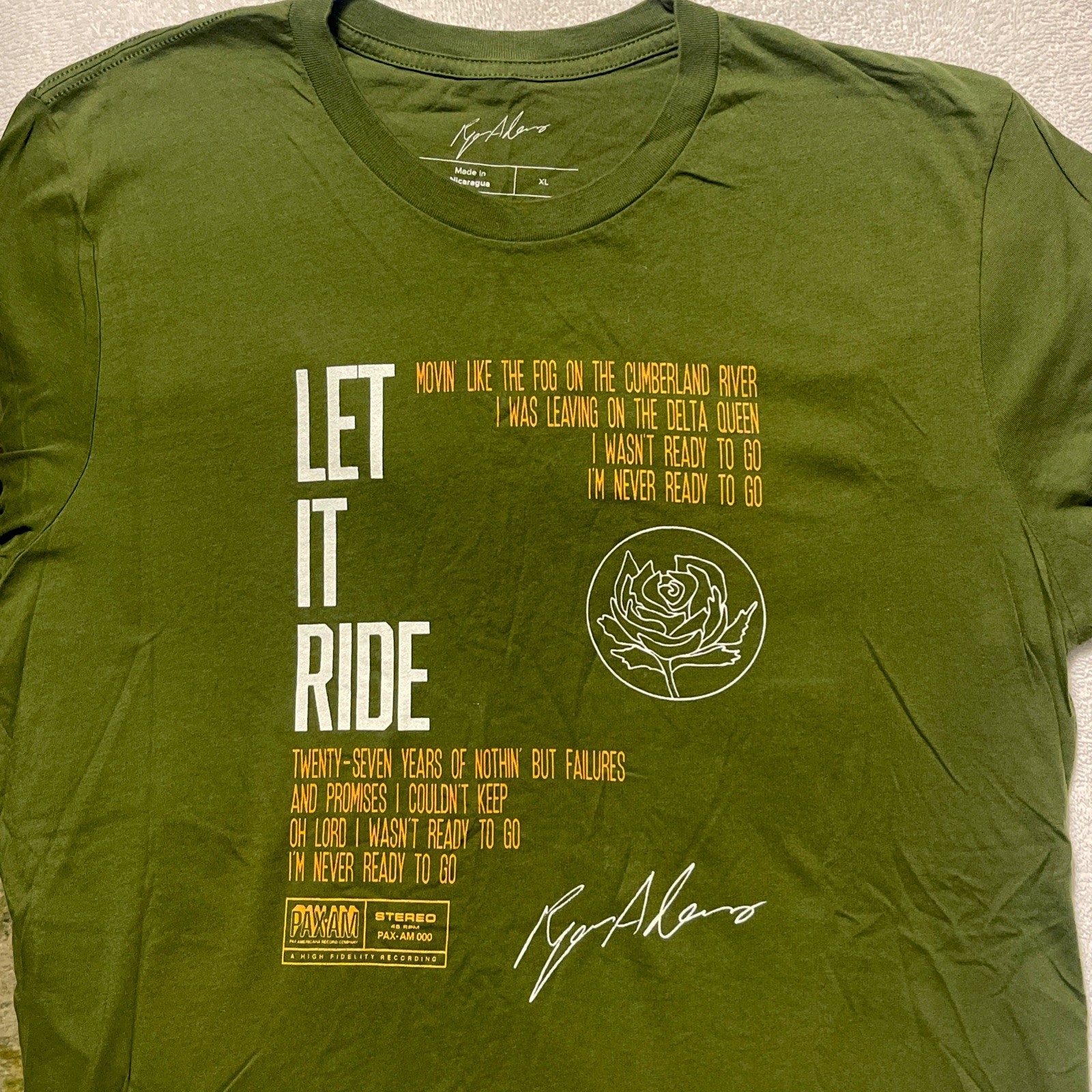 Ryan Adams & The Cardinals : MENS T-shirt (XL) Cold Roses – Let It Ride Lyrics
