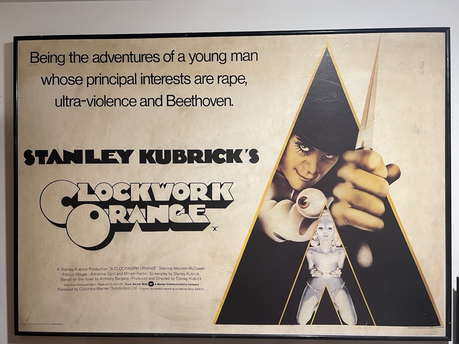 A CLOCKWORK ORANGE 1971 Original UK British Quad Film Poster Stanley Kubrick
