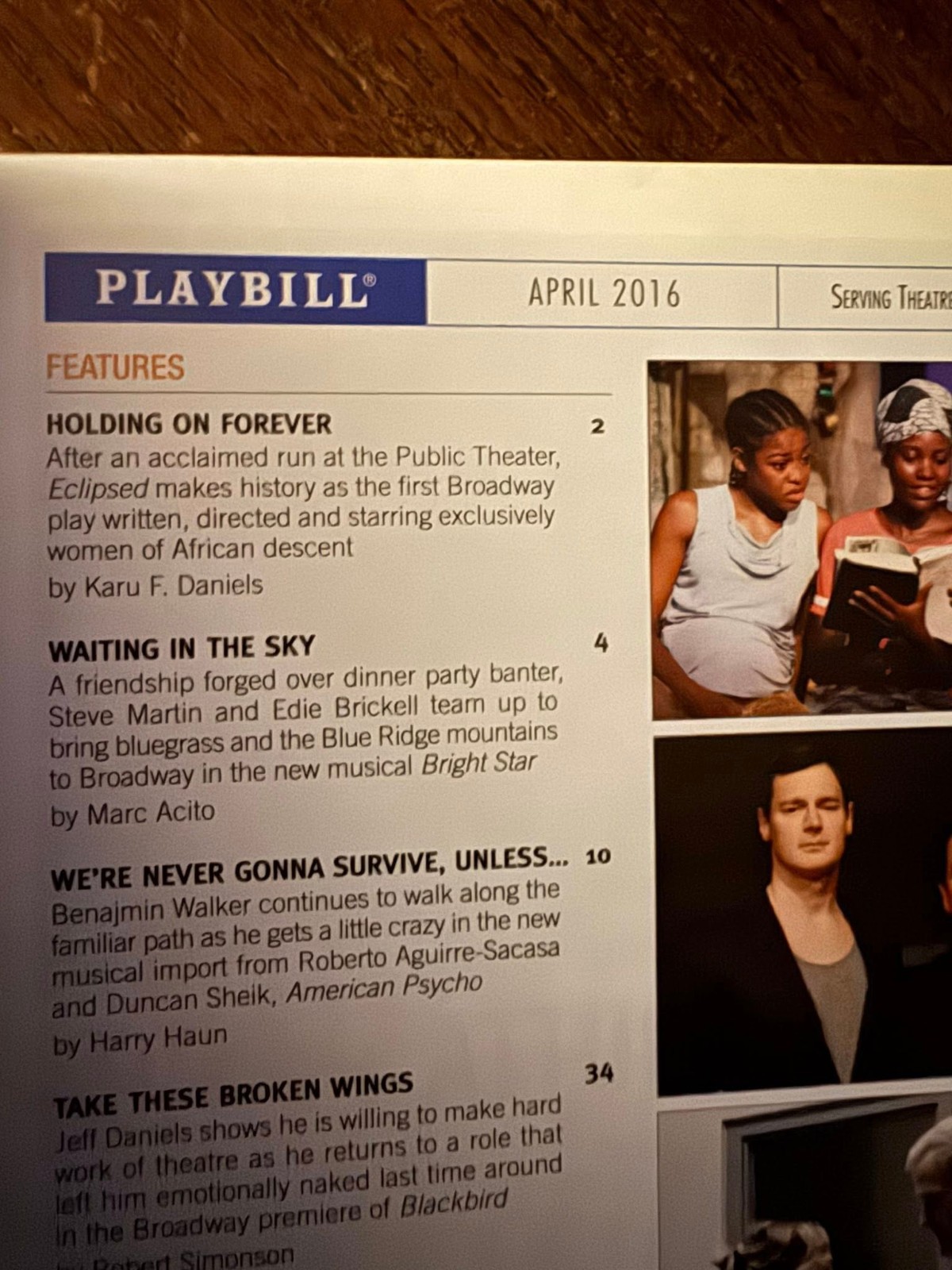 American Psycho playbill Benjamin Walker Broadway musical opening night w/ seal