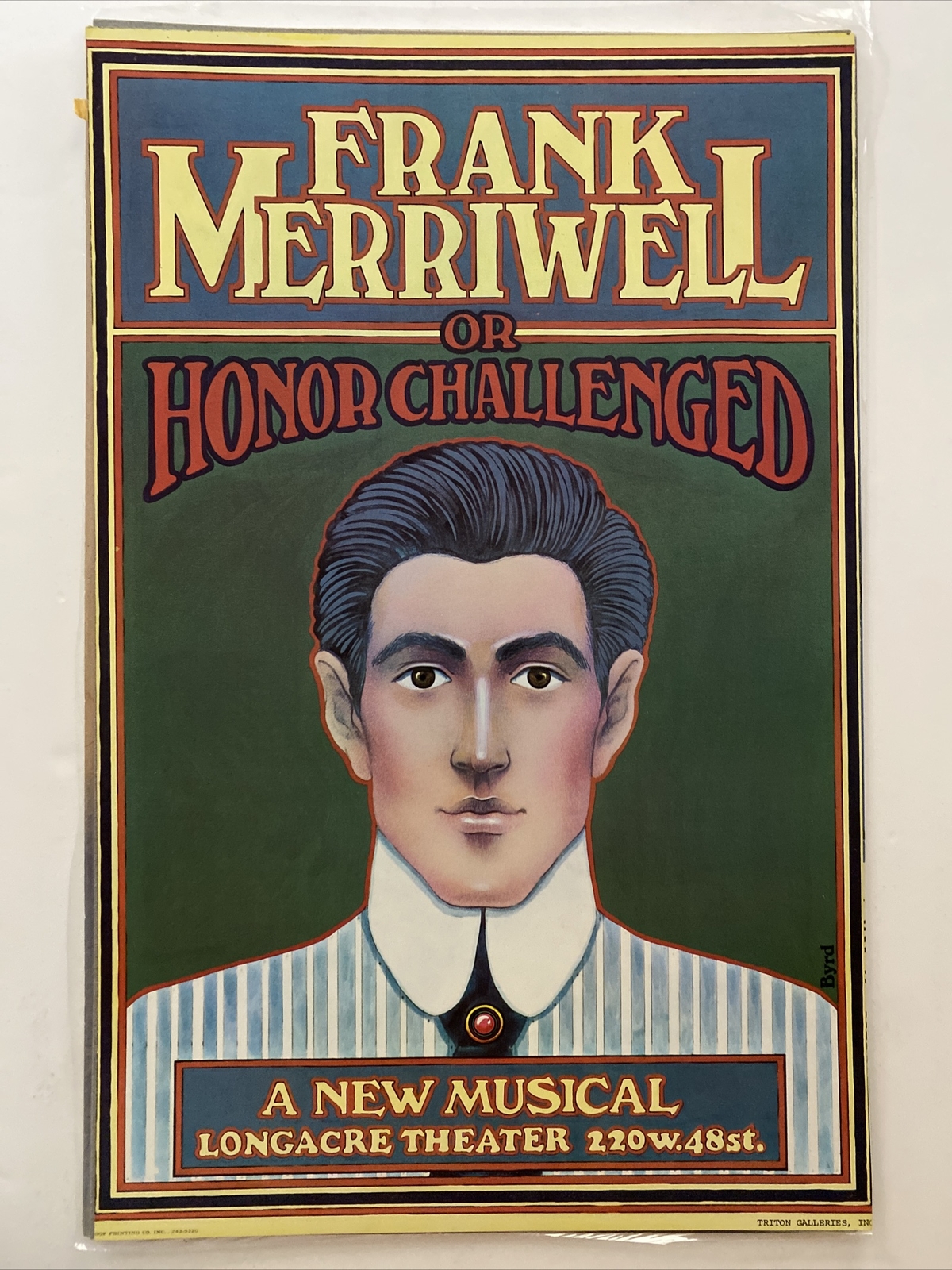 David Edward Byrd FRANK MERRIWELL 14×22″ Broadway Window Card