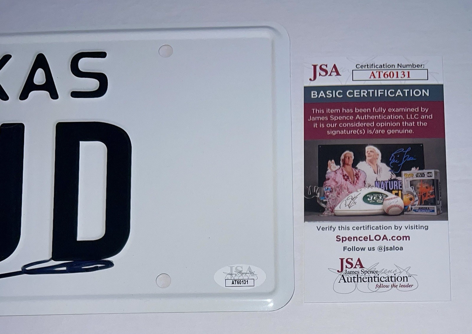 JOHN TRAVOLTA SIGNED ‘URBAN COWBOY’ MOVIE PROP LICENSE PLATE AUTOGRAPHED+JSA COA