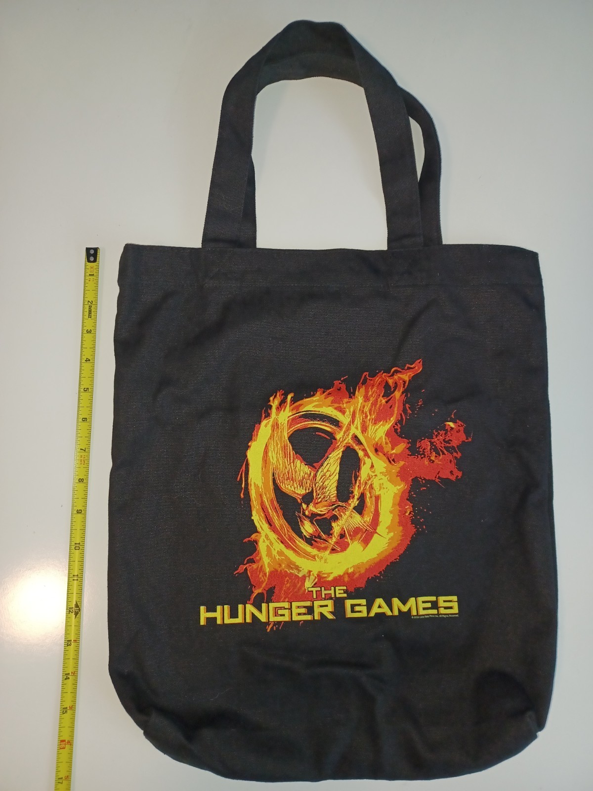 The Hunger Games Reusable Tote Shopping Bag 15x16X 7” Straps Black Canvas Merch
