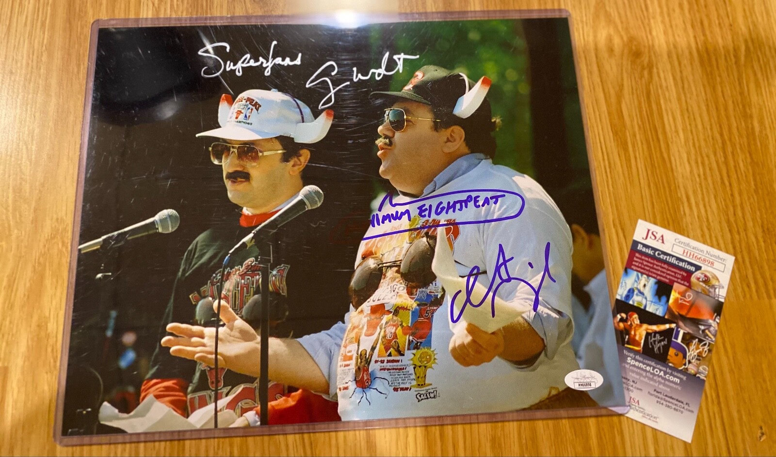 GEORGE WENDT ROBERT SMIGEL signed SUPERFANS 11×14 photo PROOF Autograph SNL JSA