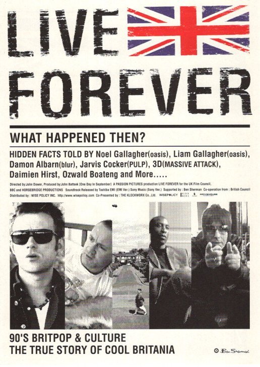 Live Forever: The Rise and Fall of Brit Pop Japan Movie Flyer 2003 Oasis Blur