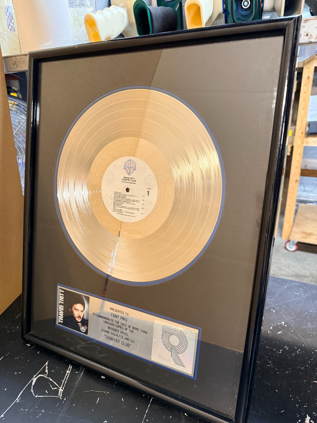 Travis Tritt Certified RIAA PLATINUM Record for “Country Club” Sales award
