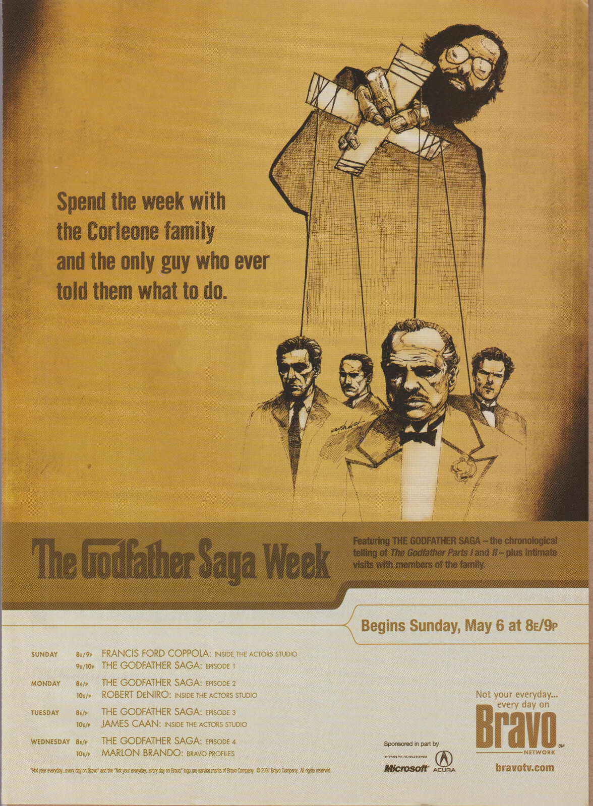 2001 Bravo Network – “The Godfather Saga Week” – Puppets – TV Promo Print Ad Art