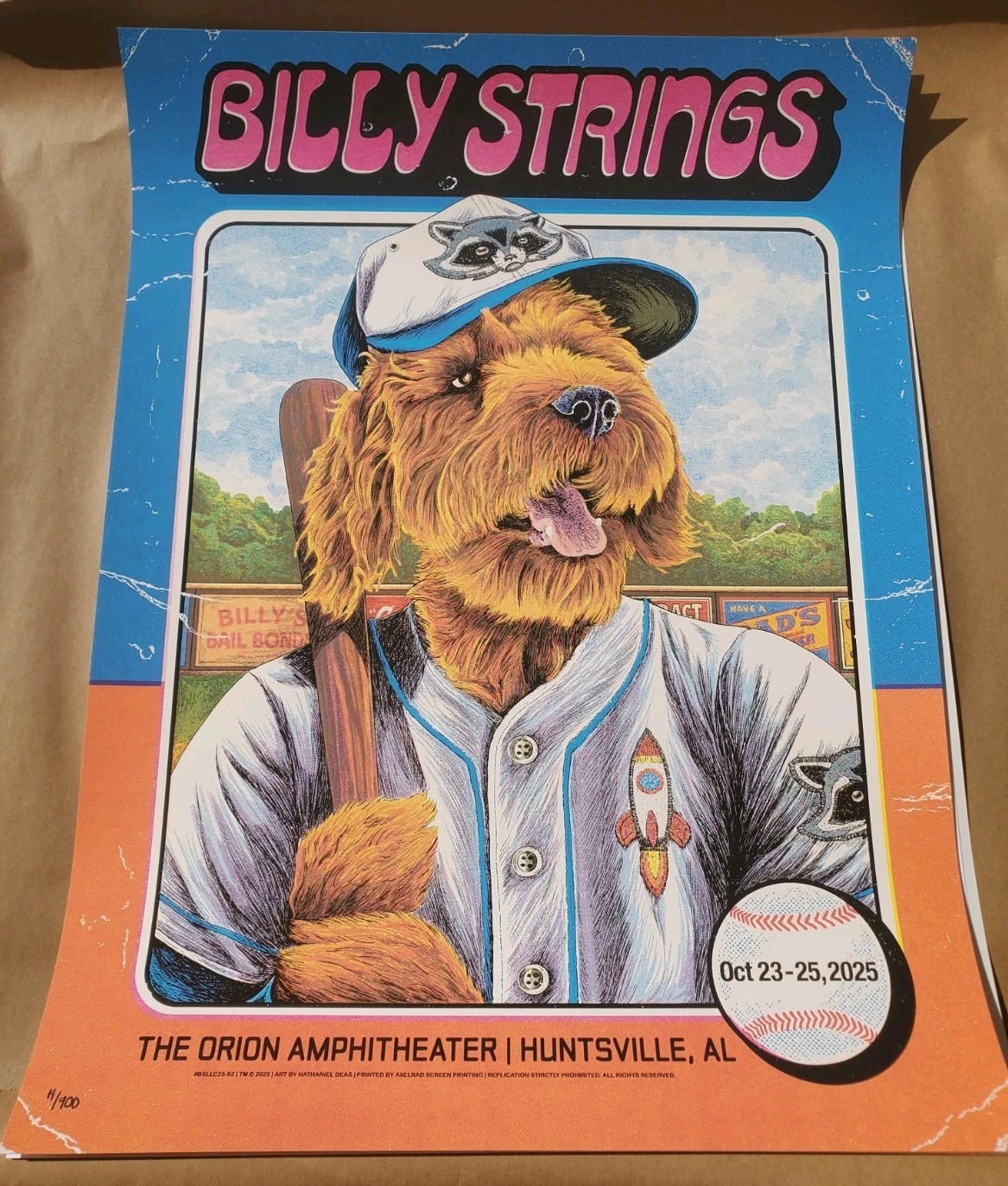 Billy Strings Poster Huntsville Alabama 2025 Bear Weekend Print Reg. SE #x/900