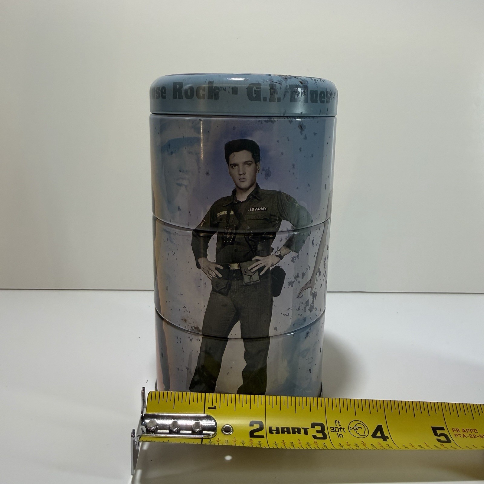 Elvis Ptrsley Stackable Collectible Tin GI Blues Viva Las Vegas Jailhouse Rock