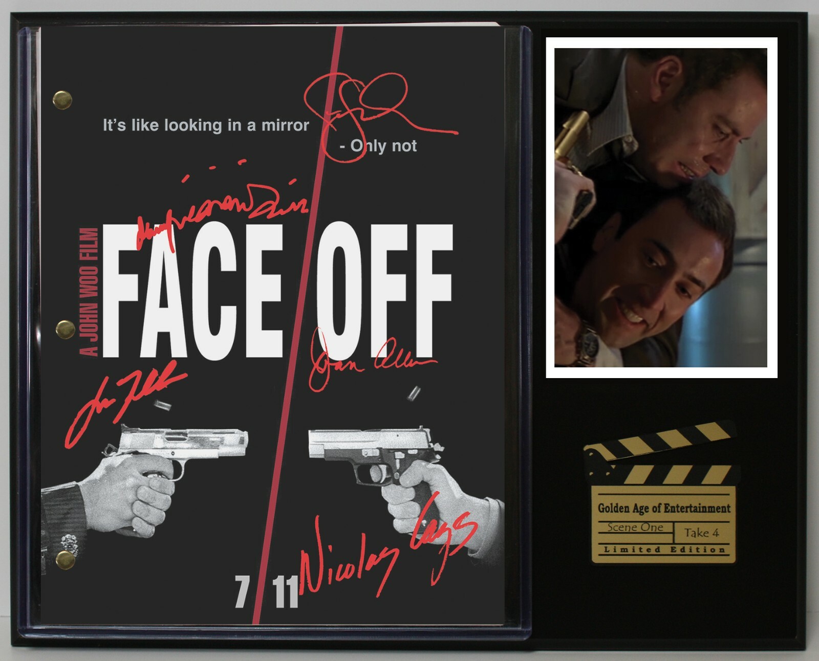 Face Off Reproduction Signed Movie Script Wood Plaque Display