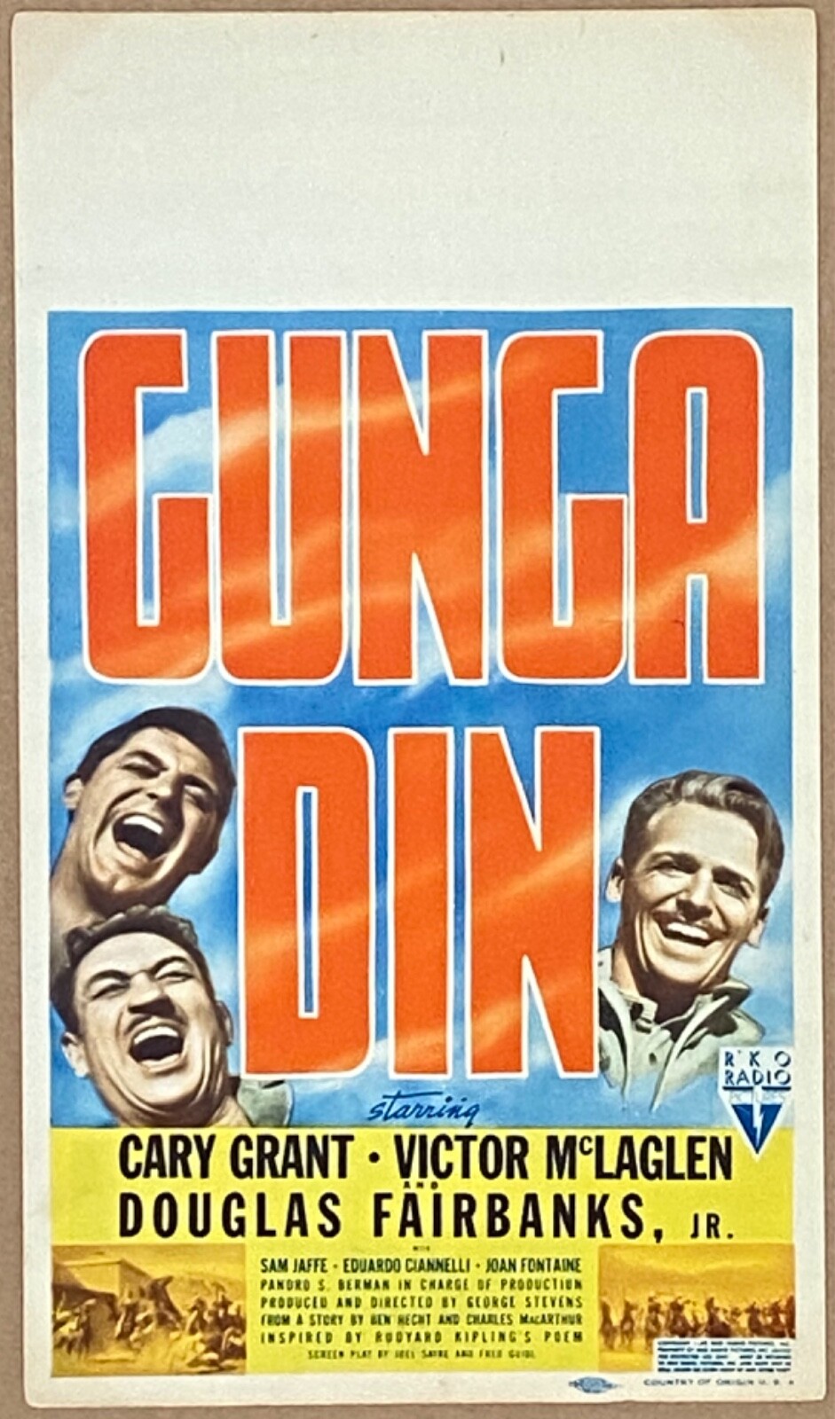 GUNGA DIN ‘39 CARY GRANT DOUGLAS FAIRBANKS VICTOR MCLAGLEN MIDGET WC
