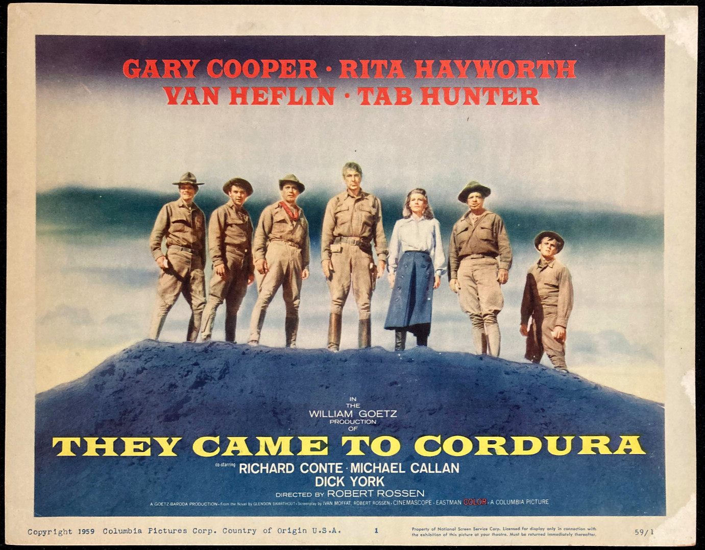 THEY CAME TO CORDURA Original Movie Lobby Card Poster Gary Cooper Rita Hayworth