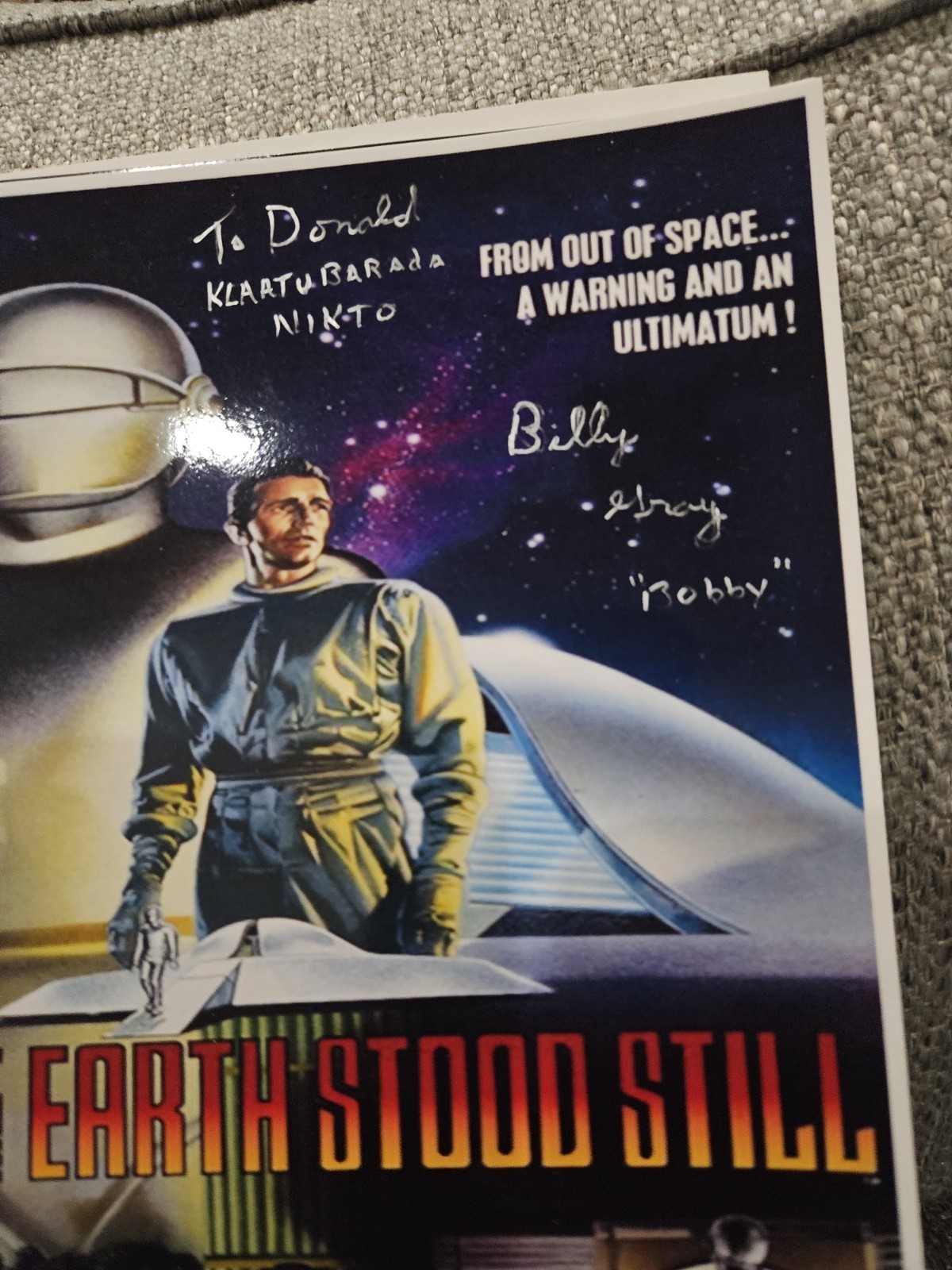 Billy Gray – SIGNED – Day The Earth Stood Still – 8×10 Insc: Klaatu Barada Nikto