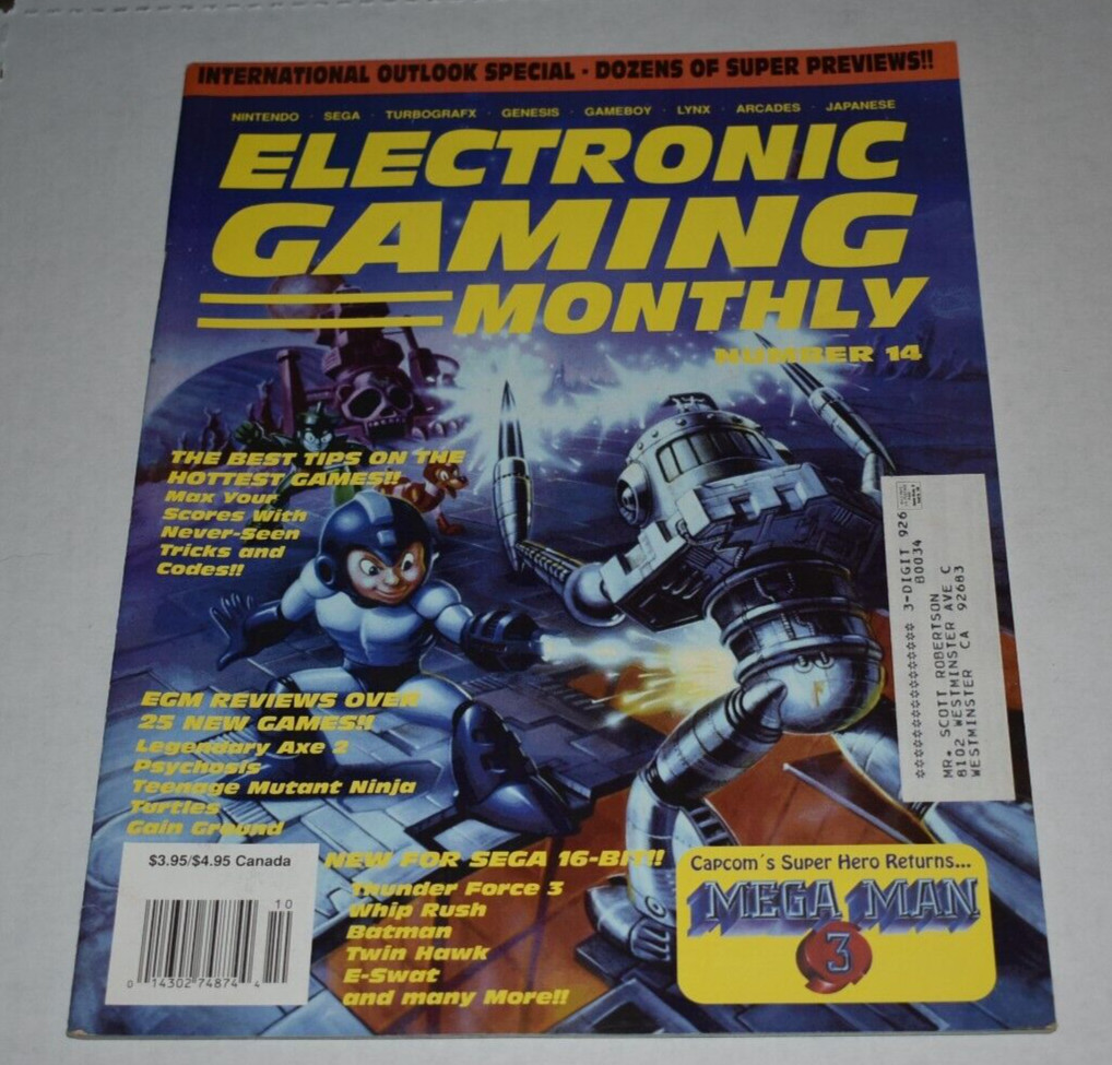 ELECTRONIC GAMING MONTHLY #14 September 1990 Vintage Magazine Mega Man 3