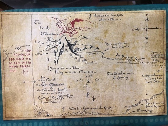 Hobbit Thorin’s Map – Lonely Mountain Cloth Map Scroll Replica