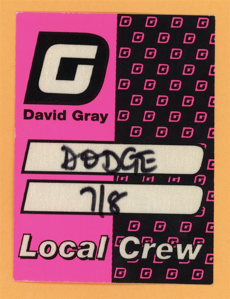 David Gray 2009 Draw the Line Concert Tour CREW Backstage Pass