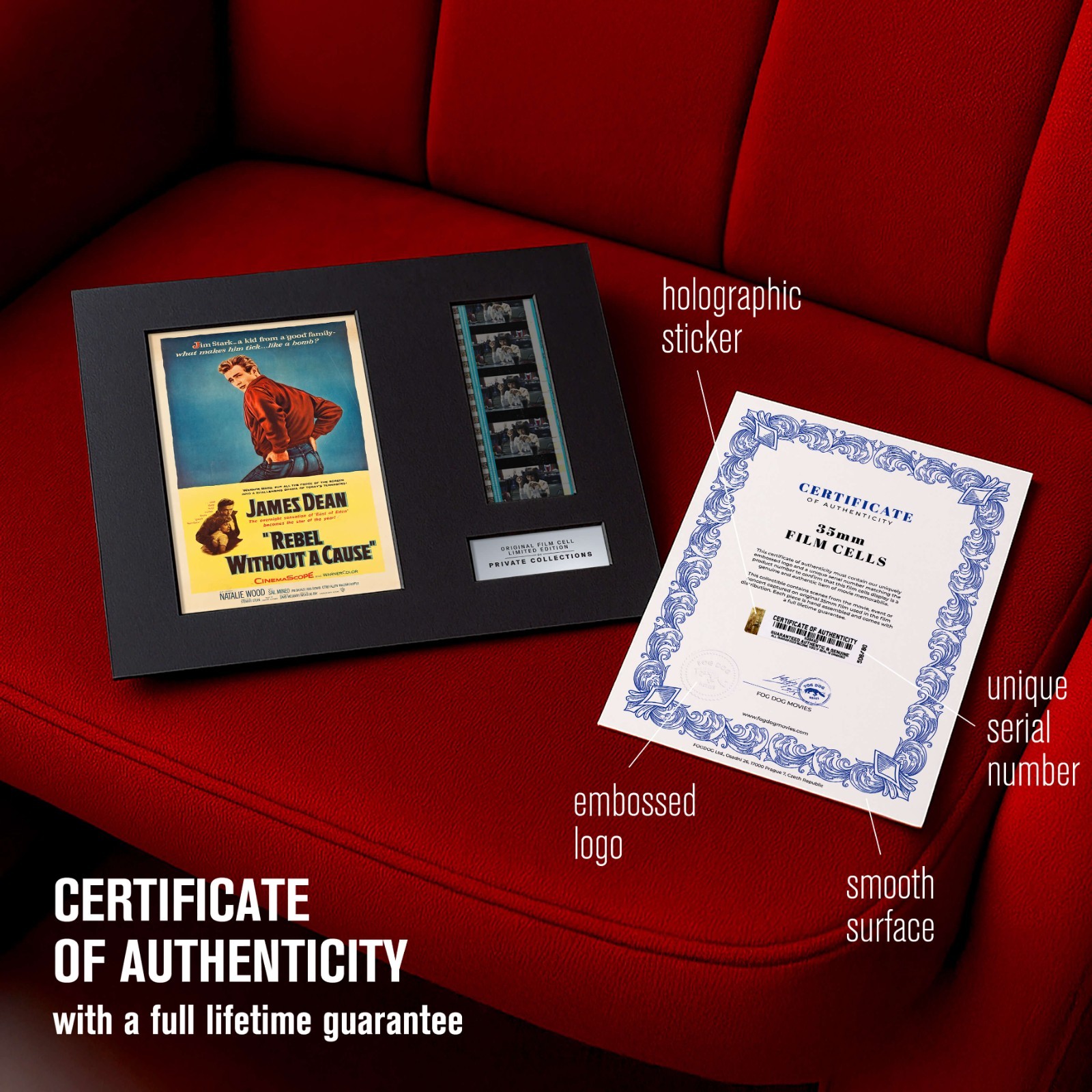 REBEL WITHOUT A CAUSE (1955) Certified 35mm Film Cells in an LED Backlit Frame