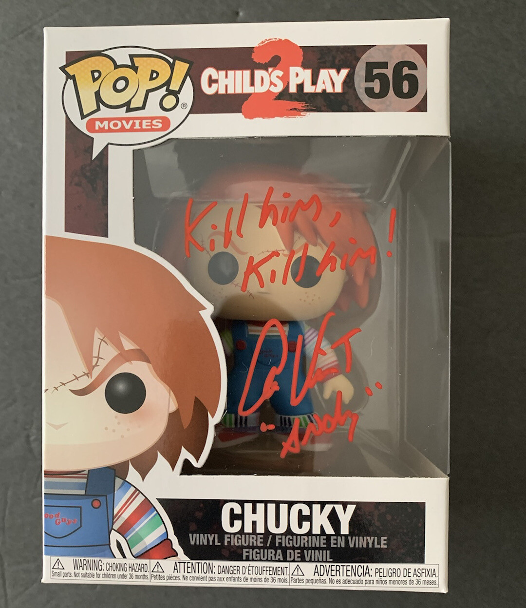 Alex Vincent Signed Chucky Funko Pop 56 & Quote Child’s Play autographed proof