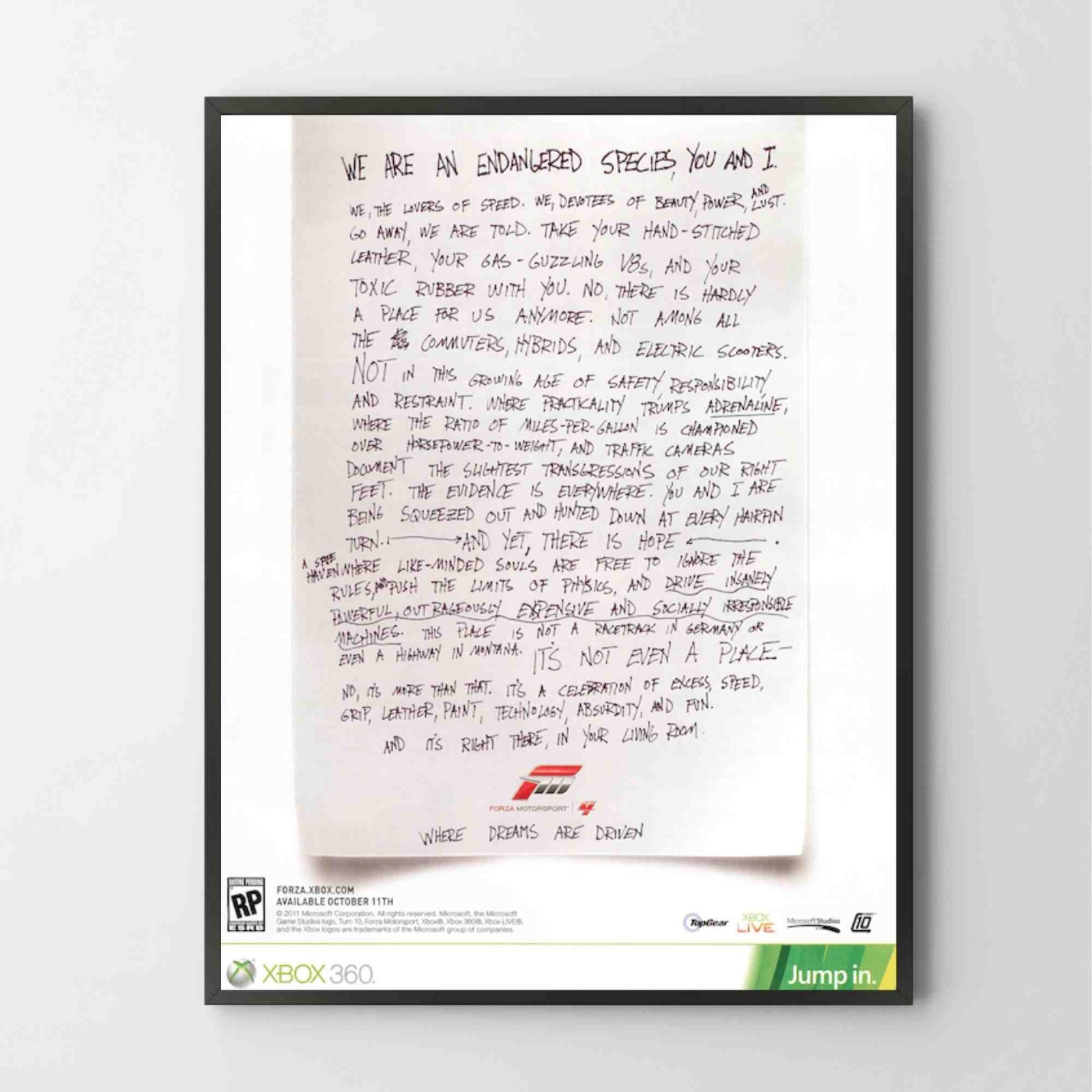Poster Forza Motorsport 4 XBOX 360 Premium Glossy Unframed Poster Print G3498