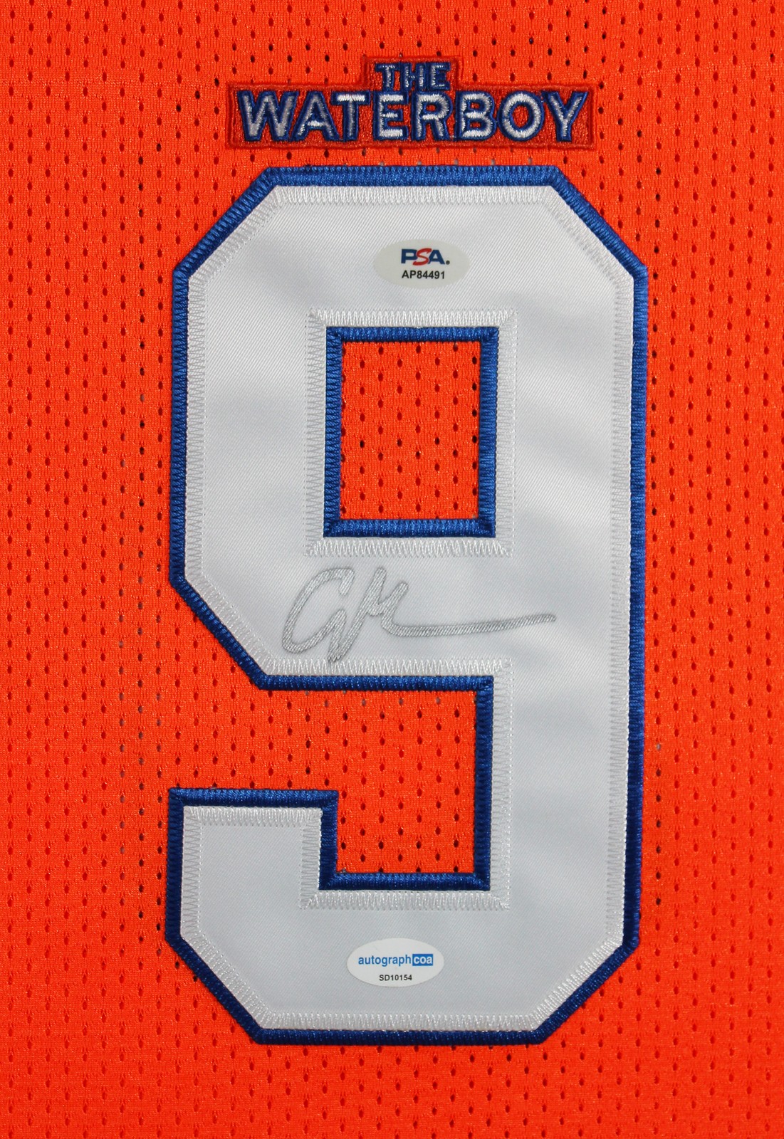 Adam Sandler The Waterboy Signed Orange Burbon Bowl Framed Jersey PSA #AP84491