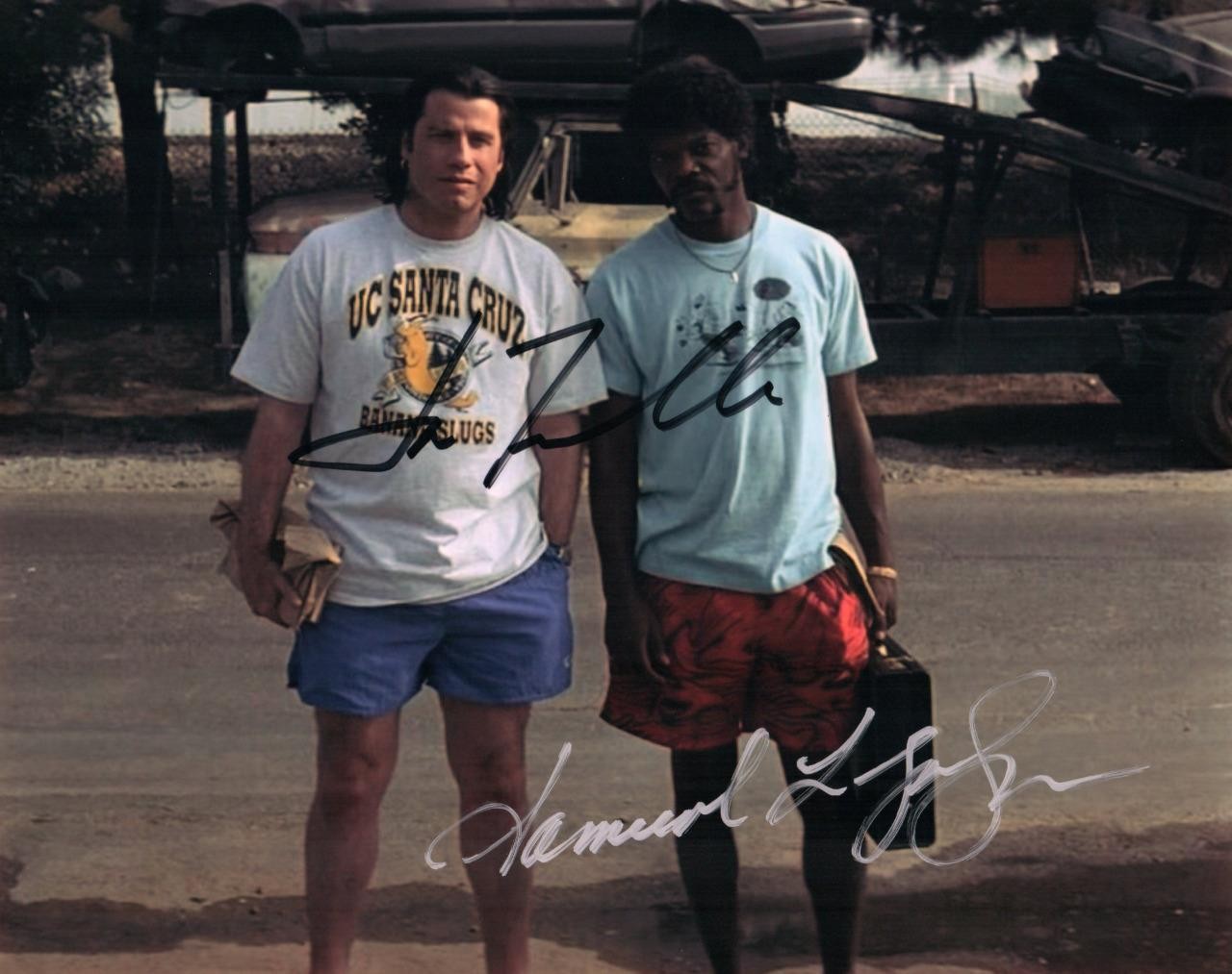 Samuel L Jackson John Travolta 8×10 signed Photo autographed Picture + COA