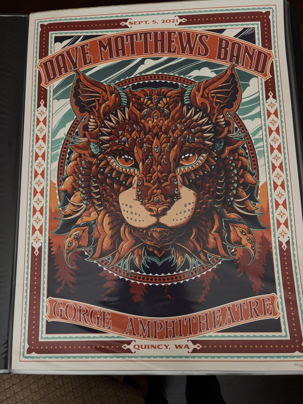 Dave Matthews Band Poster Gorge Bobcat 9/5/21 N3 Ben Kwok Numbered 18×24