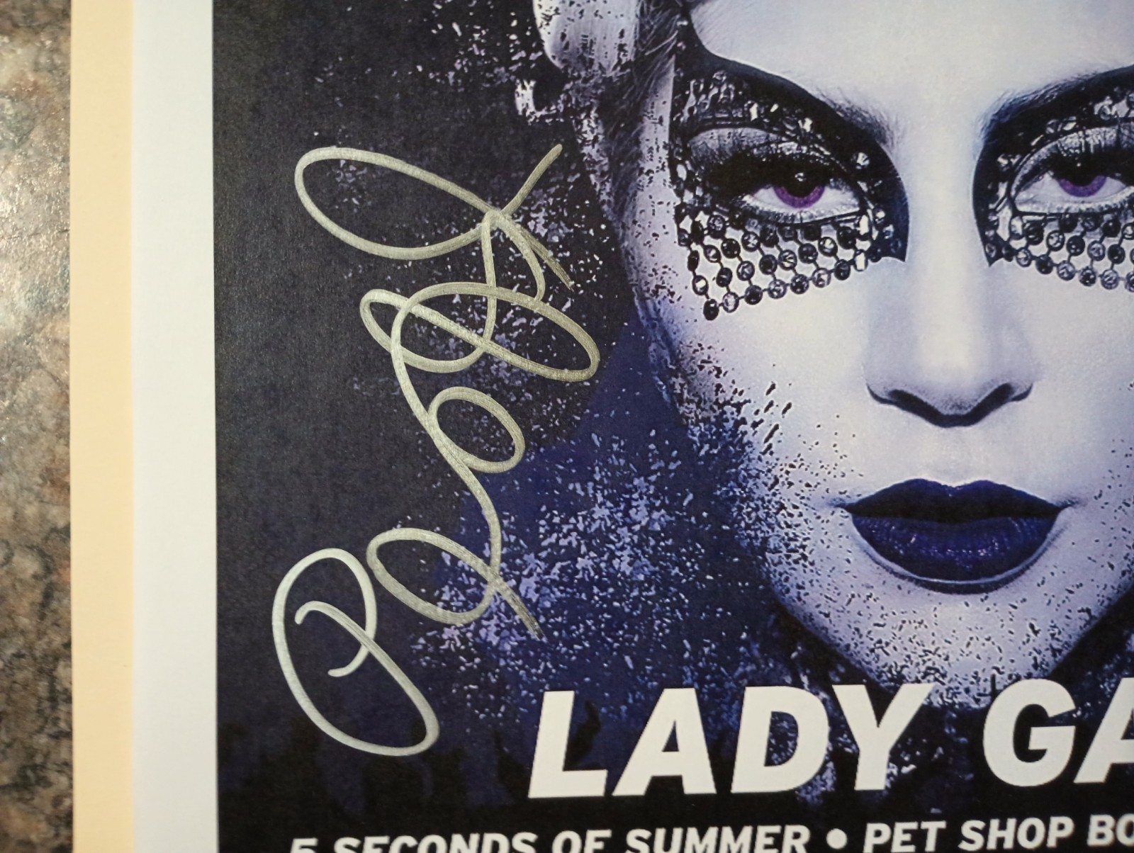 LADY GAGA SIGNED POSTER TICKET WINDOW PRINT COA INCLUDED OVERALL SIZE11X17in
