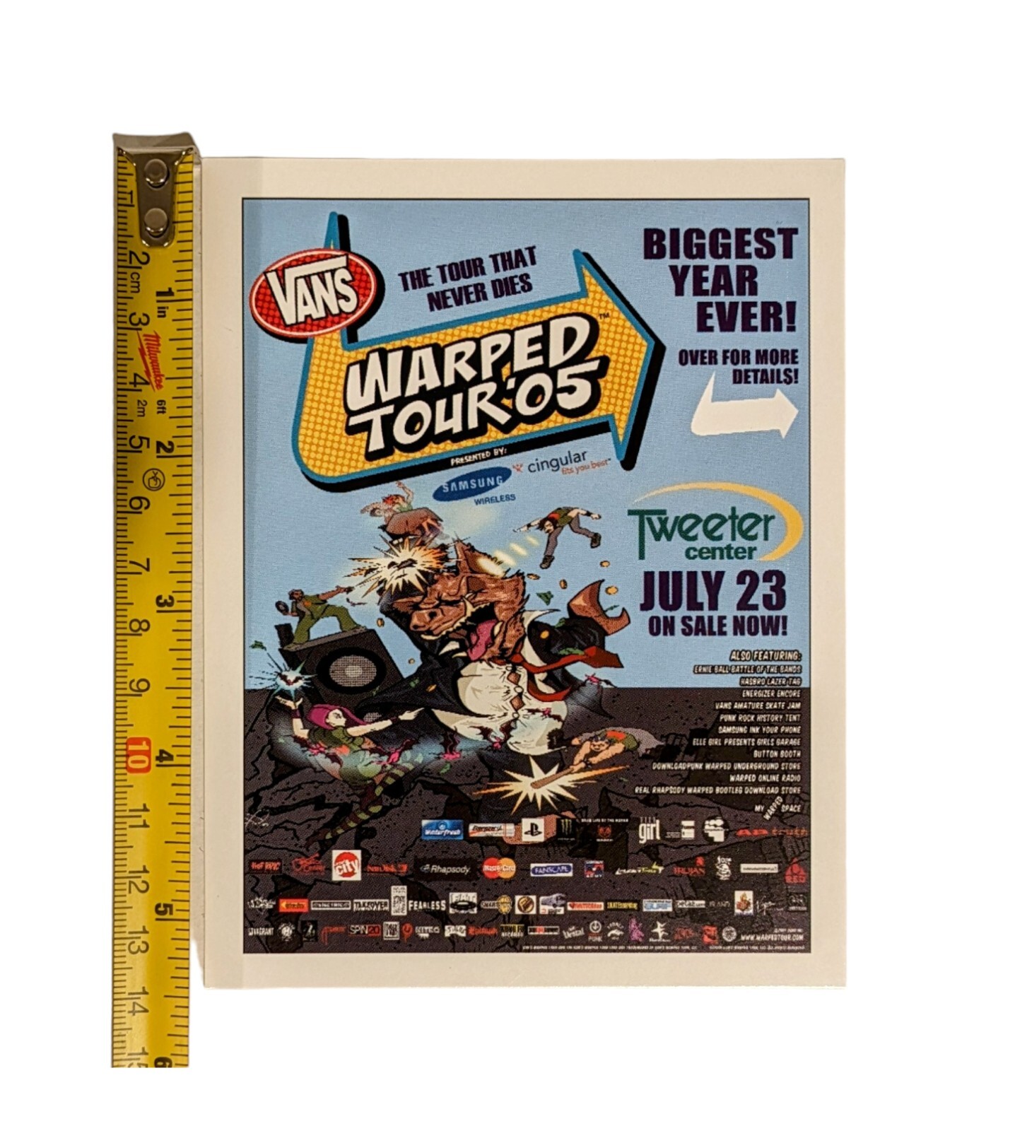 VANS Warped Tour 2005 Official PROGRAM Flyer Ad 1 page 5″1/2 x 4″1/4 Very Good
